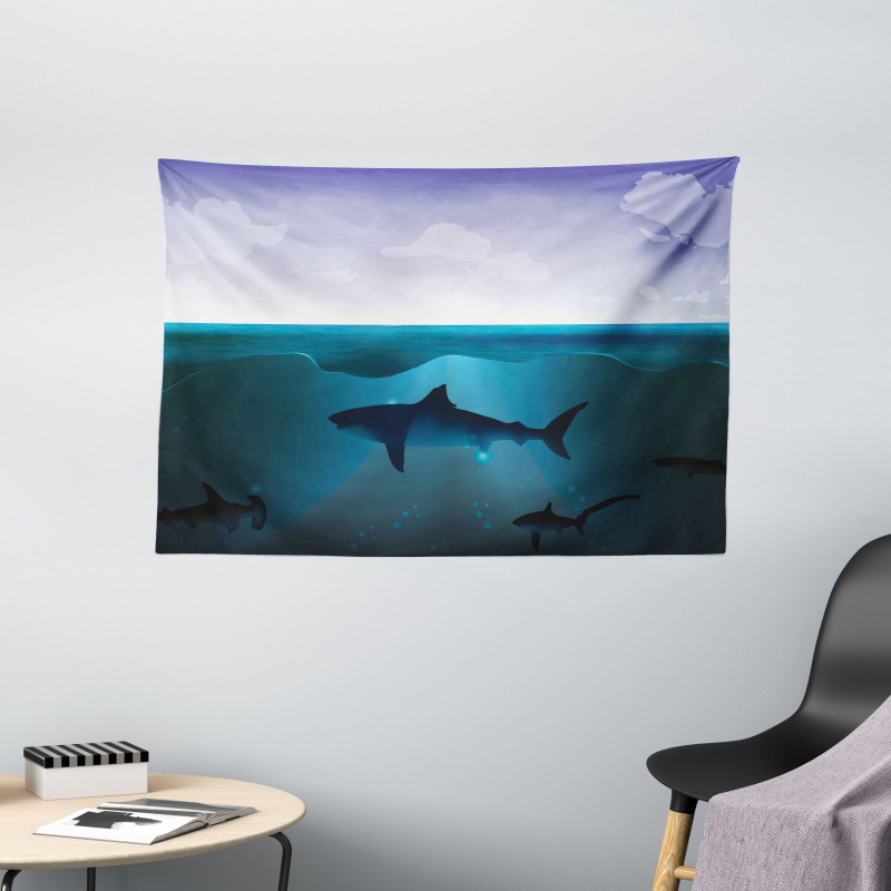 Wild Sharks in Sea Wide Tapestry