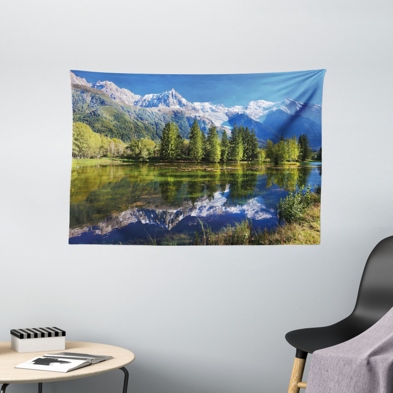 Mountain Lake Evergreen Wide Tapestry