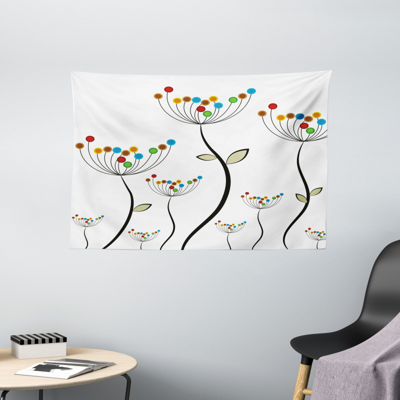 Dandelion Stems Buds Wide Tapestry