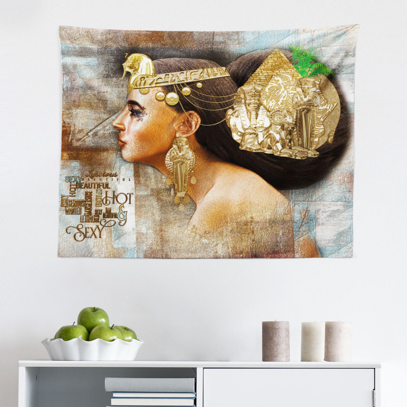 Mısır Mikrofiber Geniş Duvar Halısı Kleopatra Desenli