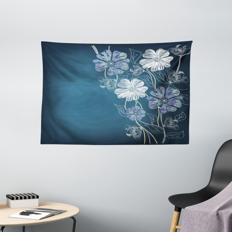 Cherry Blossom Bridal Theme Wide Tapestry