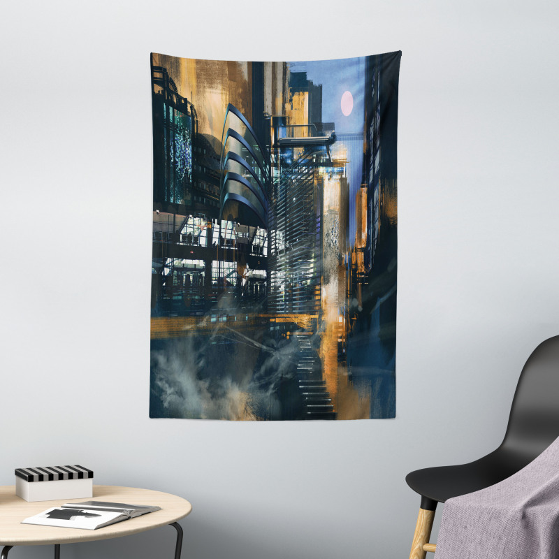 Cyberpunk Cityscape Tapestry