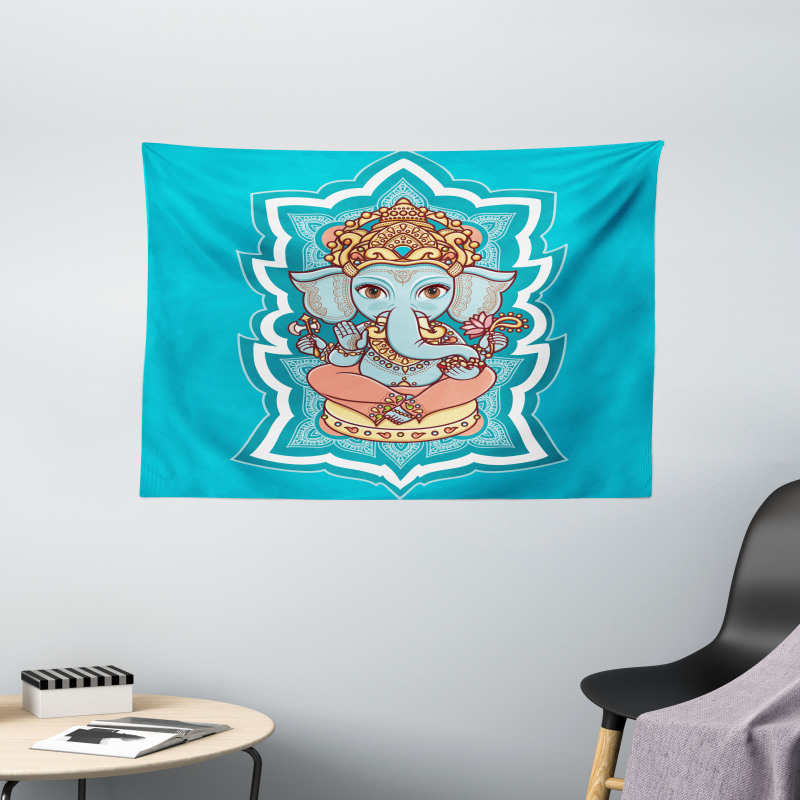 Asian Mandala Wide Tapestry