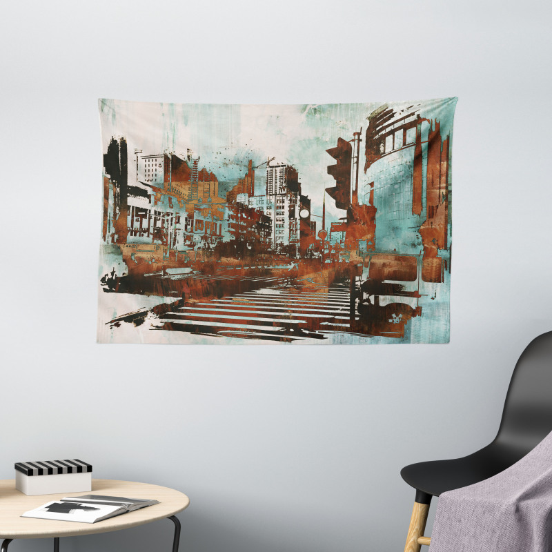Urban Abstract Cityscape Wide Tapestry