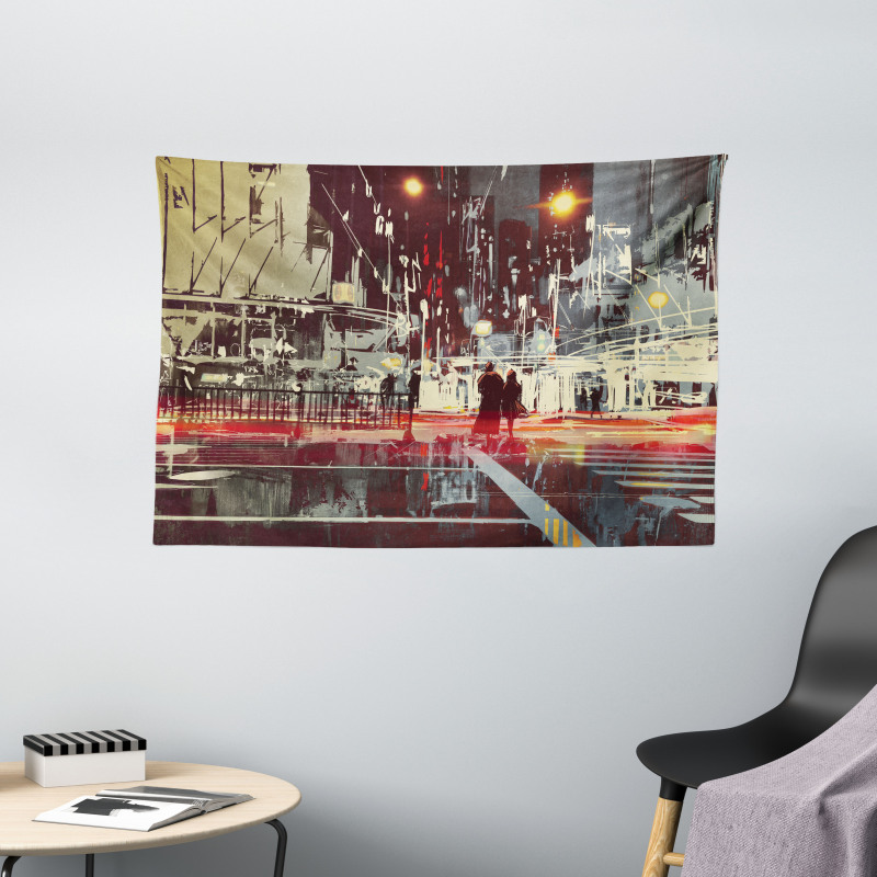 Gloomy City Streets Wide Tapestry