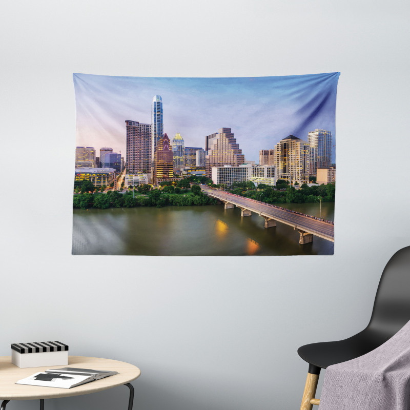 Autin Texas City Bridge Wide Tapestry