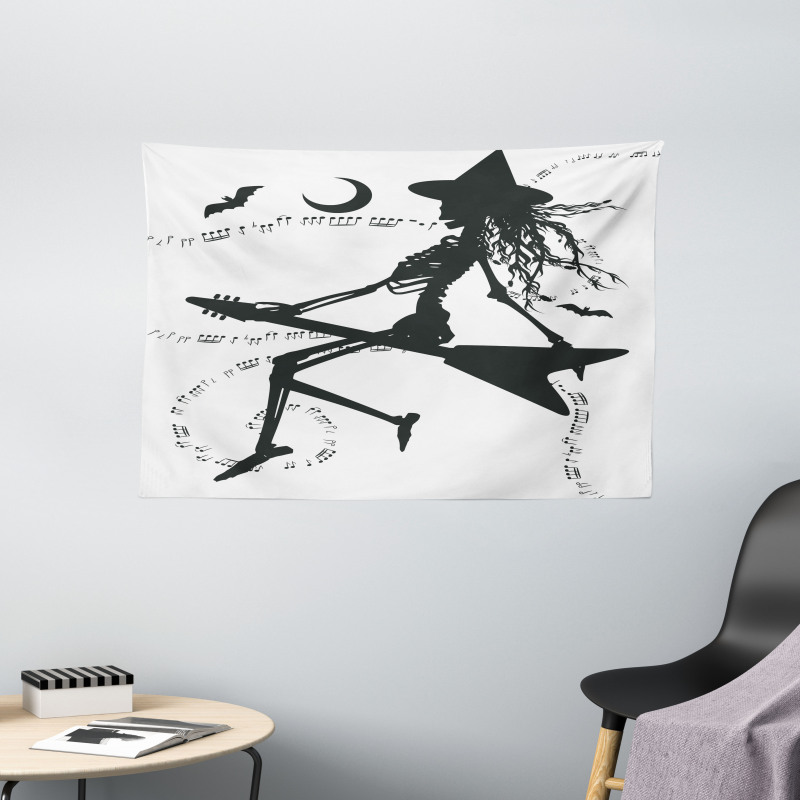 Witch on Guitar Wide Tapestry