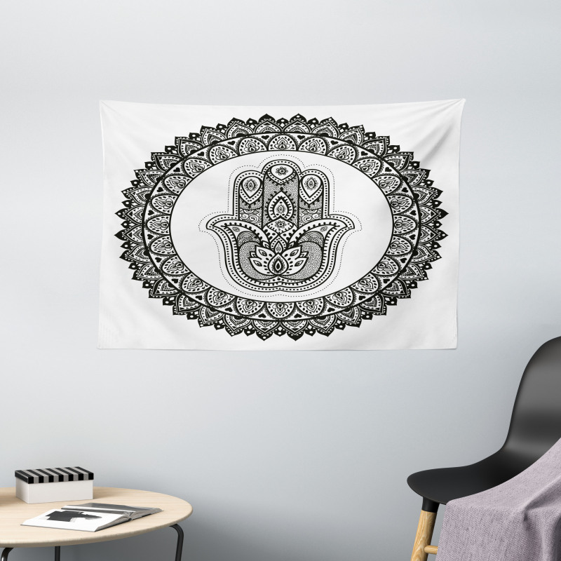 Traditional Art Style Wide Tapestry