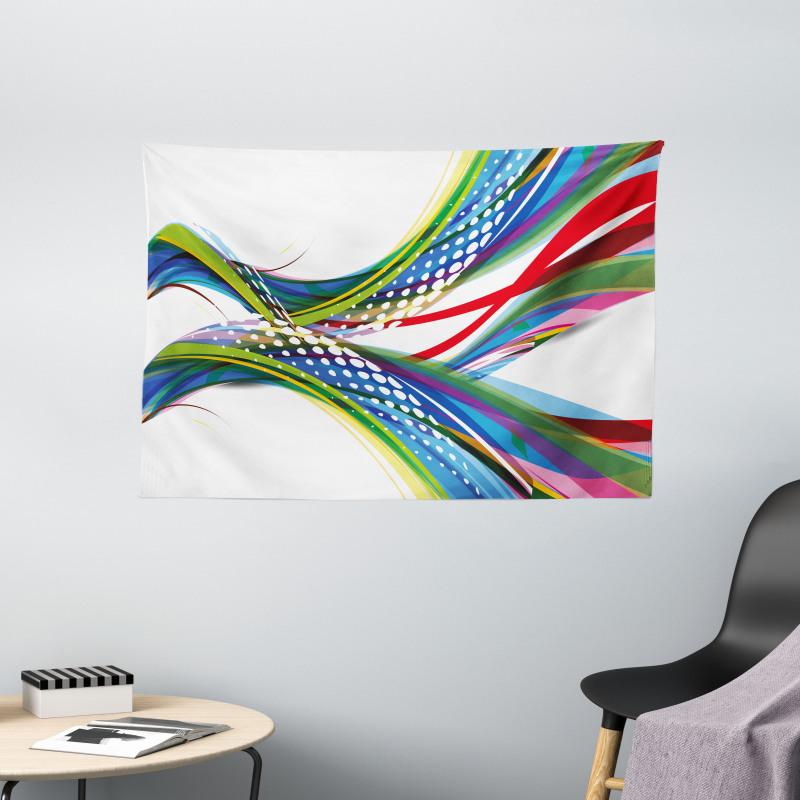 Abstract Wave Ombre Wide Tapestry