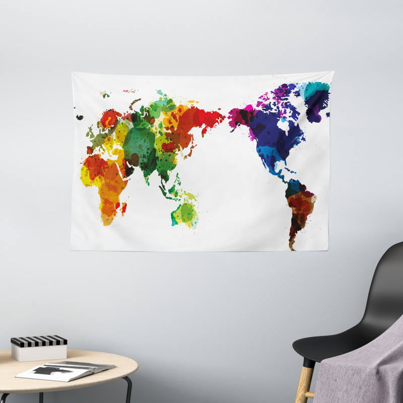 Abstract Wold Map Wide Tapestry