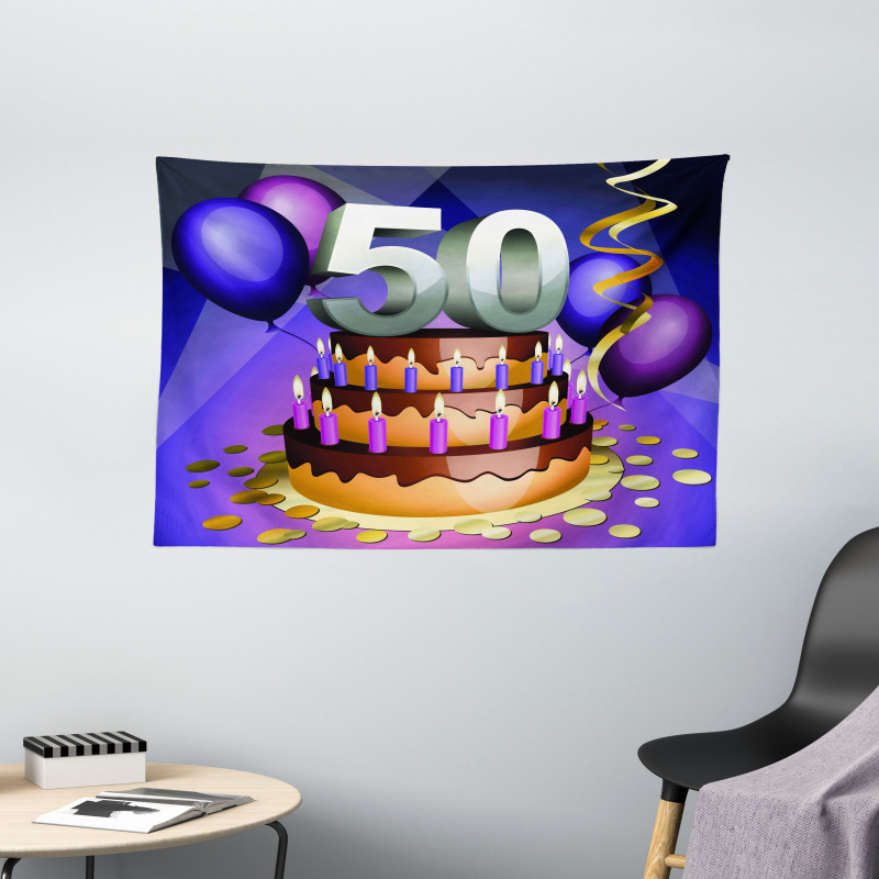 Cake with Candles Wide Tapestry