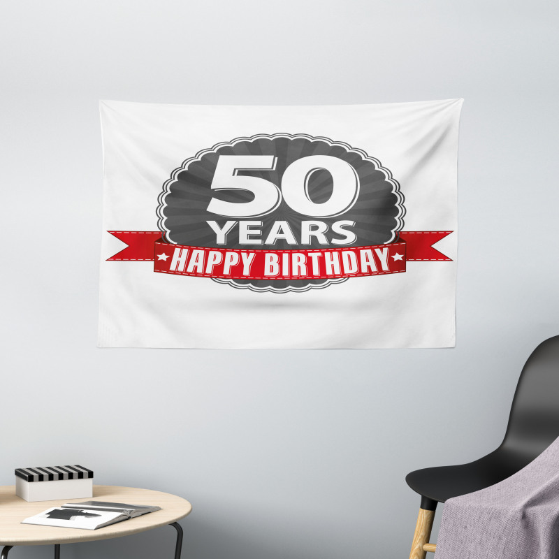 50th Birthday Retro Wide Tapestry