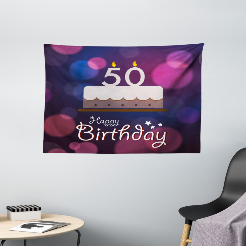 Cake Number Candles Wide Tapestry