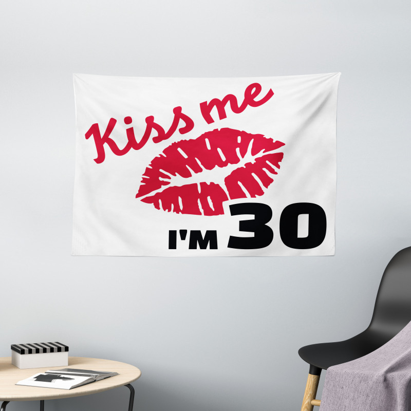 30th Birthday Kiss Wide Tapestry