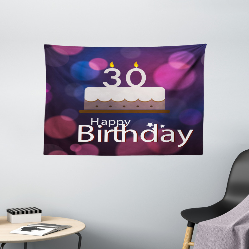Birthday Cake Candles Wide Tapestry