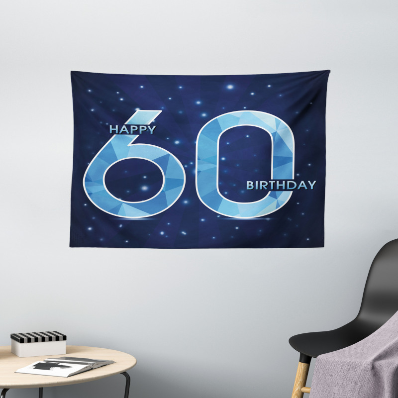 Birthday 60 Stars Wide Tapestry