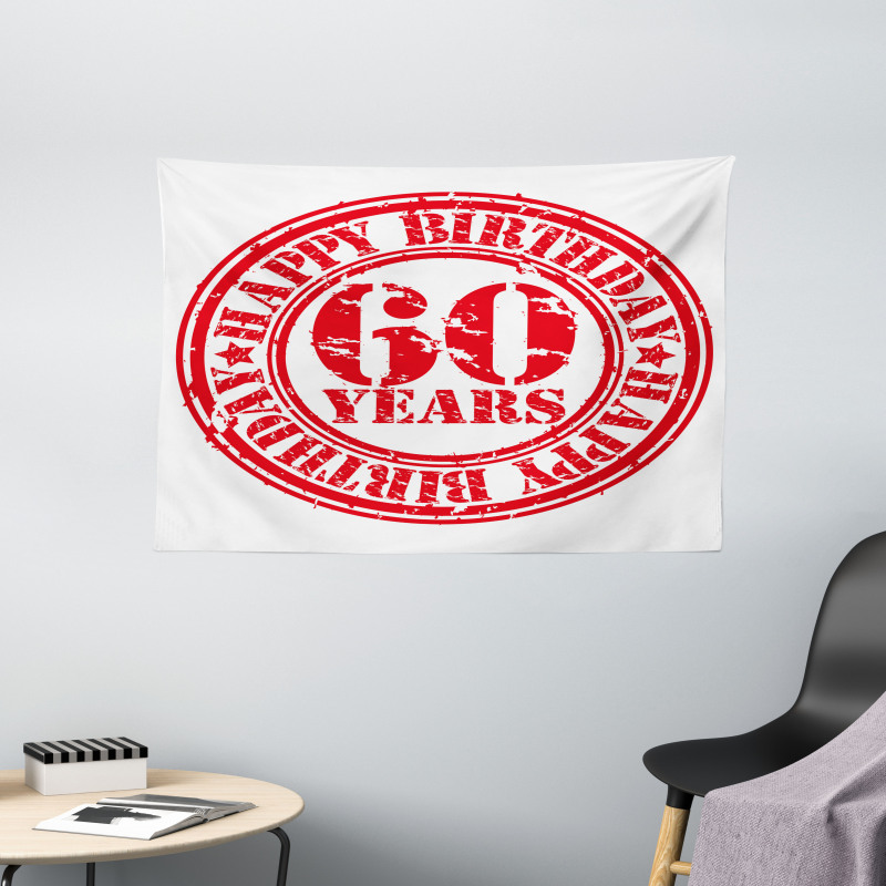 Birthday Stamp Slogan Wide Tapestry