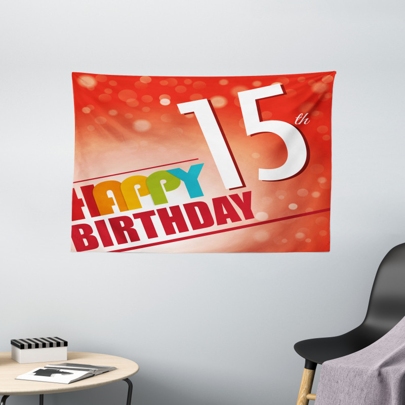15th Birthday Concept Wide Tapestry