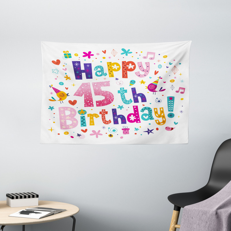 Teenage Girl Birthday Wide Tapestry