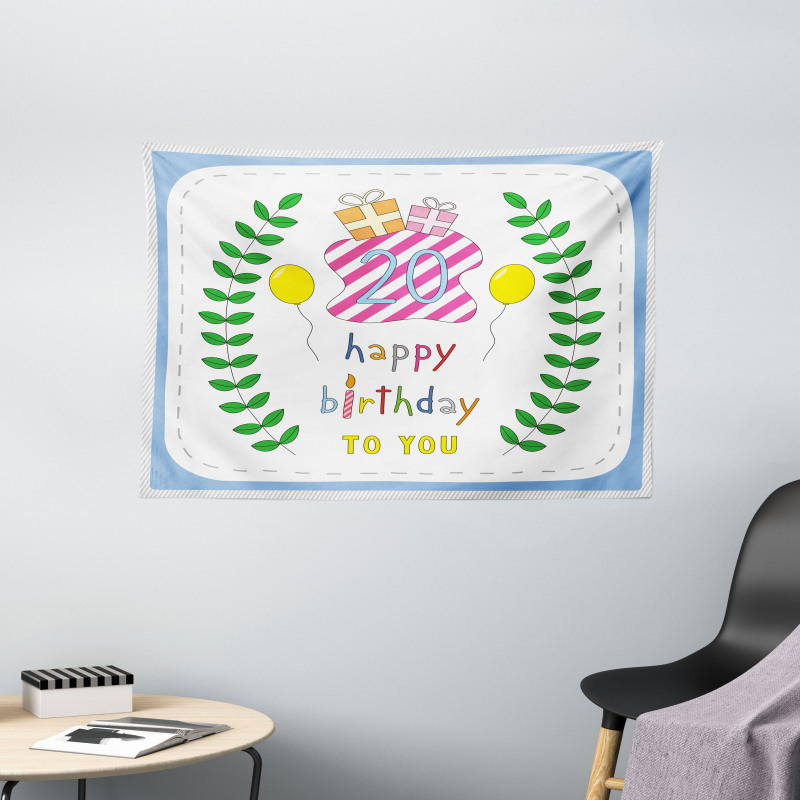 Birthday 20 Years Wide Tapestry