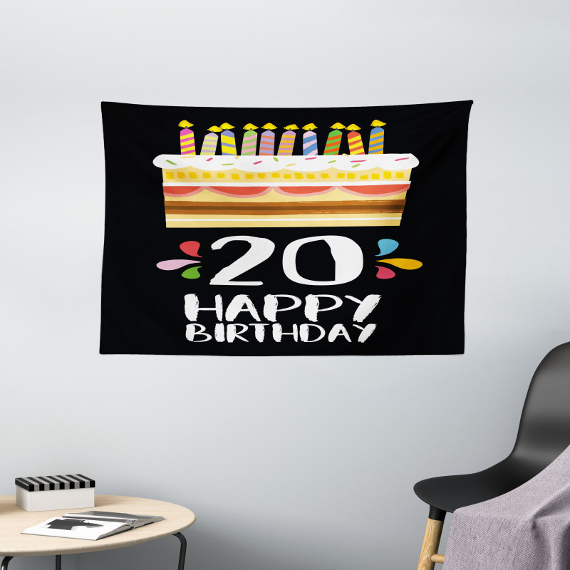 Party Cake Candles Wide Tapestry