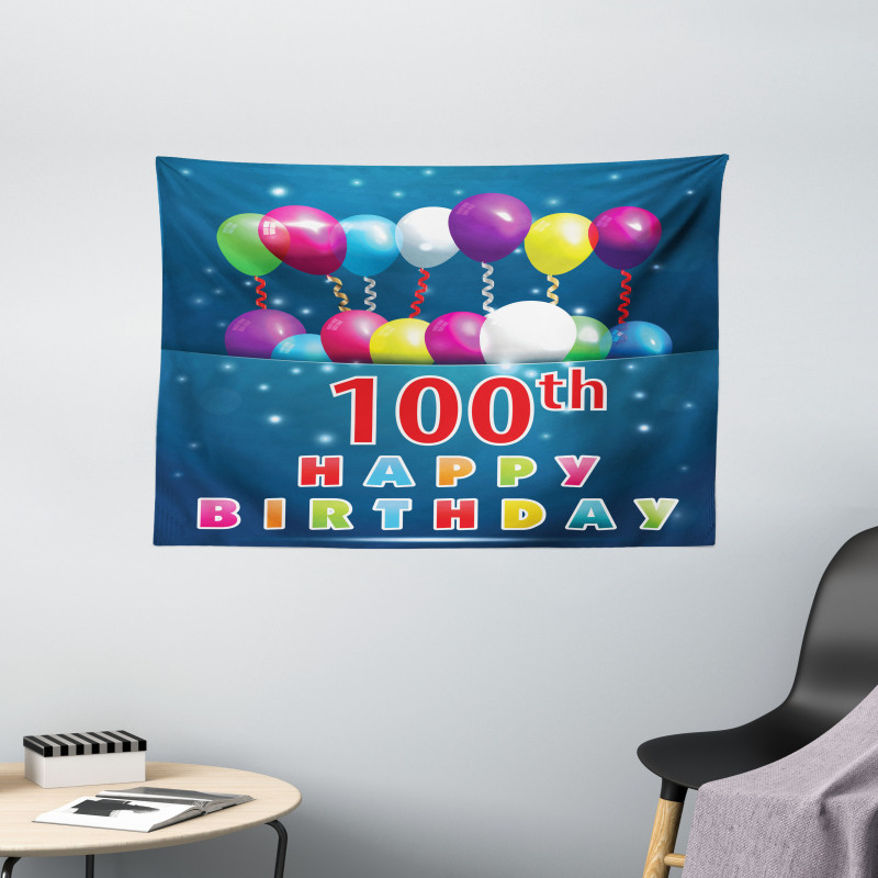 Balloons on Stars Wide Tapestry