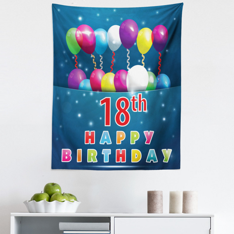 Doğum Günü Mikrofiber Duvar Halısı On Sekiz Yaş Balonları