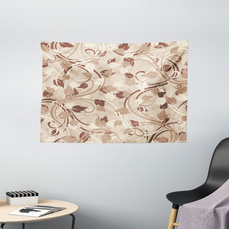 Autumn Leaves Branches Wide Tapestry
