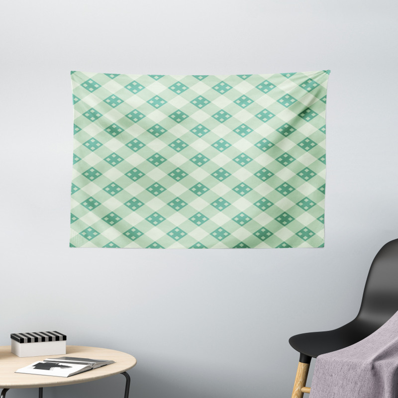 Striped Geometrical Tile Wide Tapestry