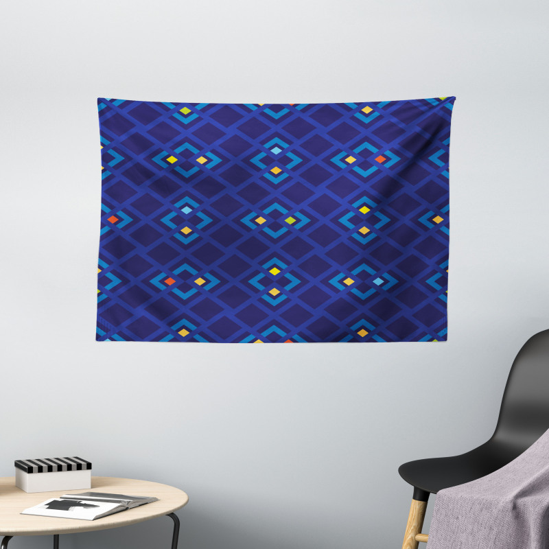Geometric Inner Squares Wide Tapestry