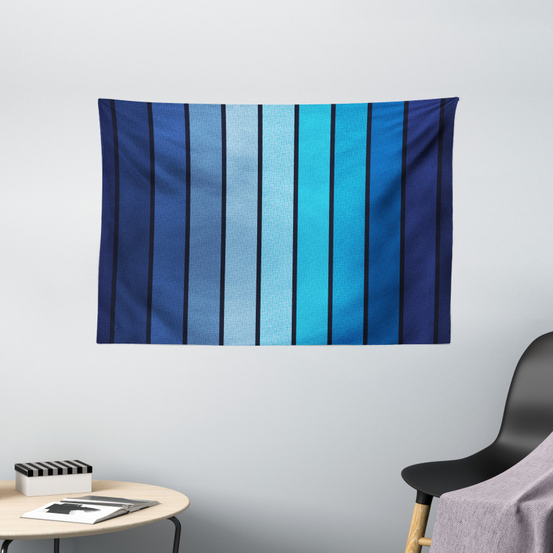 Plaques in Blue Borders Wide Tapestry