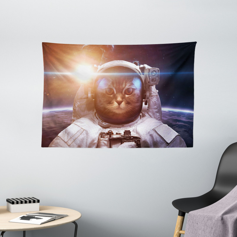 Kitty Lunar Eclipse Wide Tapestry