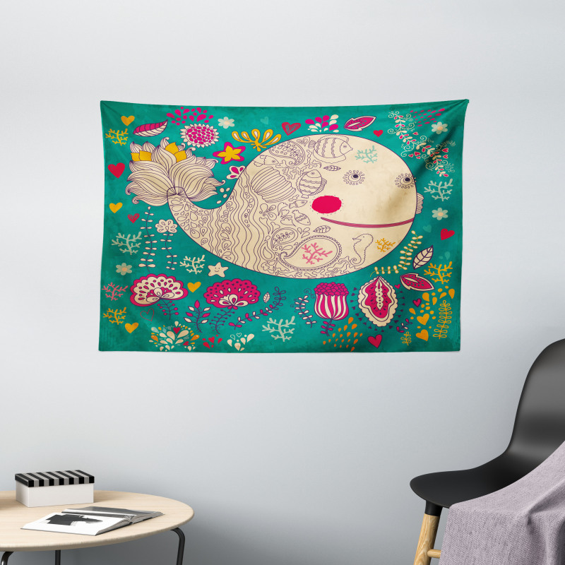 Happy Sea Giant Blooms Wide Tapestry