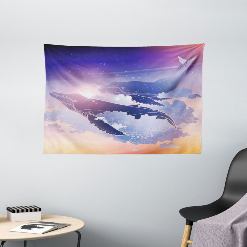 Dreamy Night with Clouds Wide Tapestry