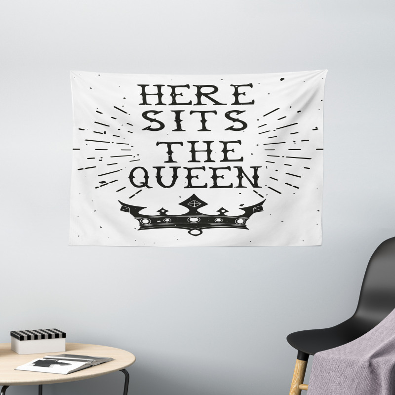 Vintage Words and Crown Wide Tapestry