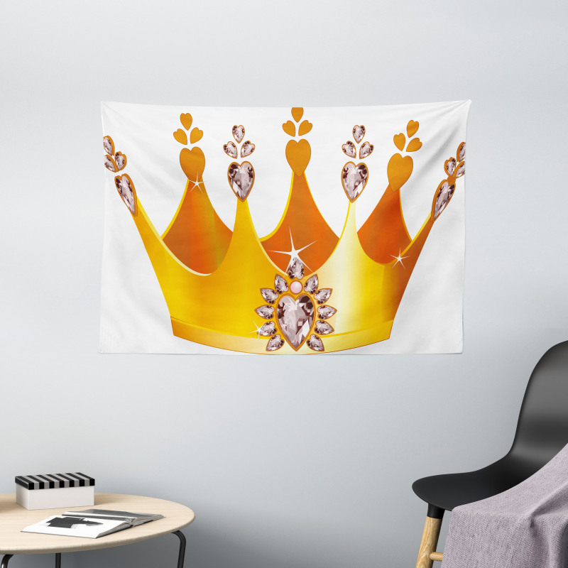 Cartoon Princess Crown Wide Tapestry