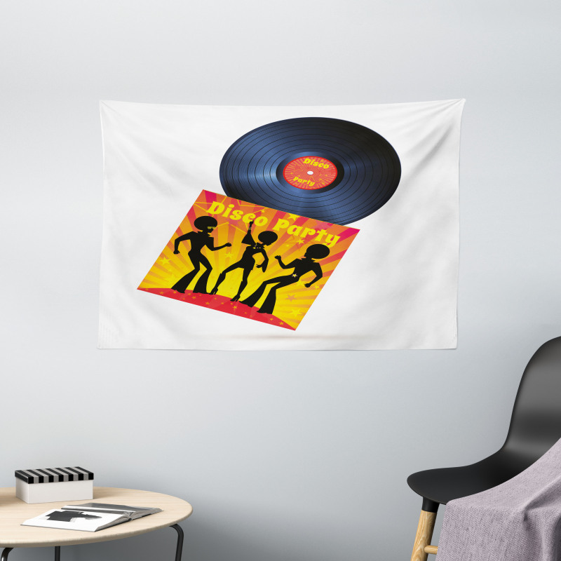 Record Cover Disco Party Wide Tapestry