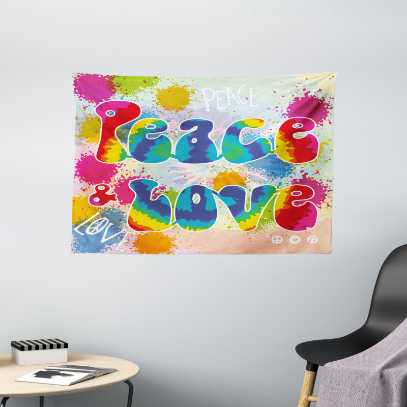 Peace and Love Funky Wide Tapestry