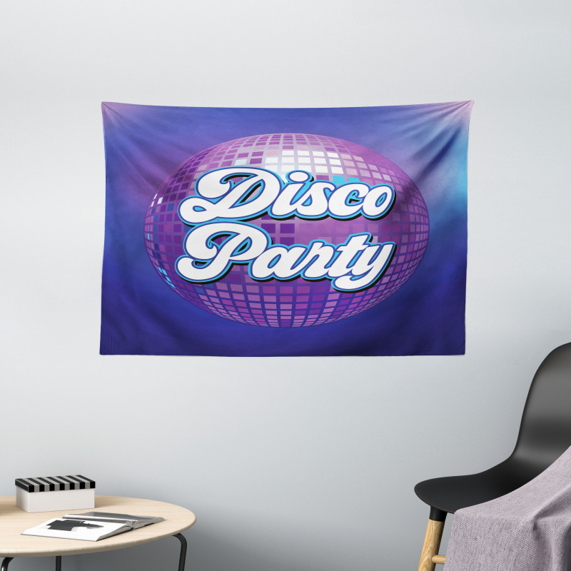 Retro Letter Disco Ball Wide Tapestry