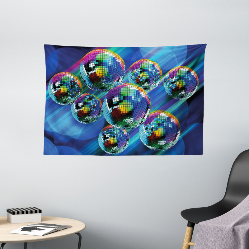 Colorful Disco Club Wide Tapestry