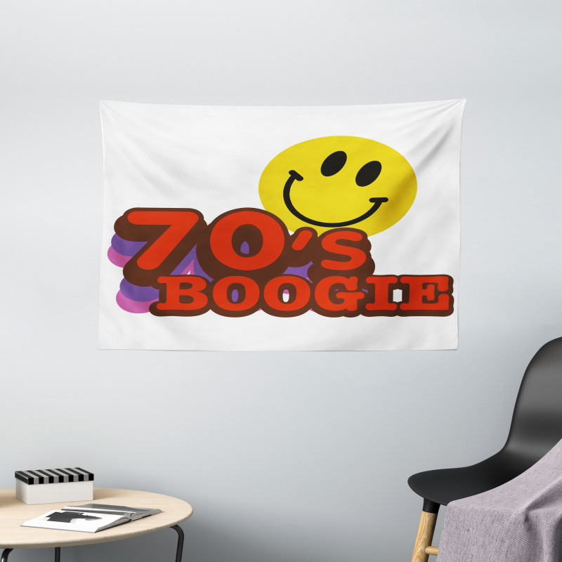 70s Boogie Funny Emoticon Wide Tapestry