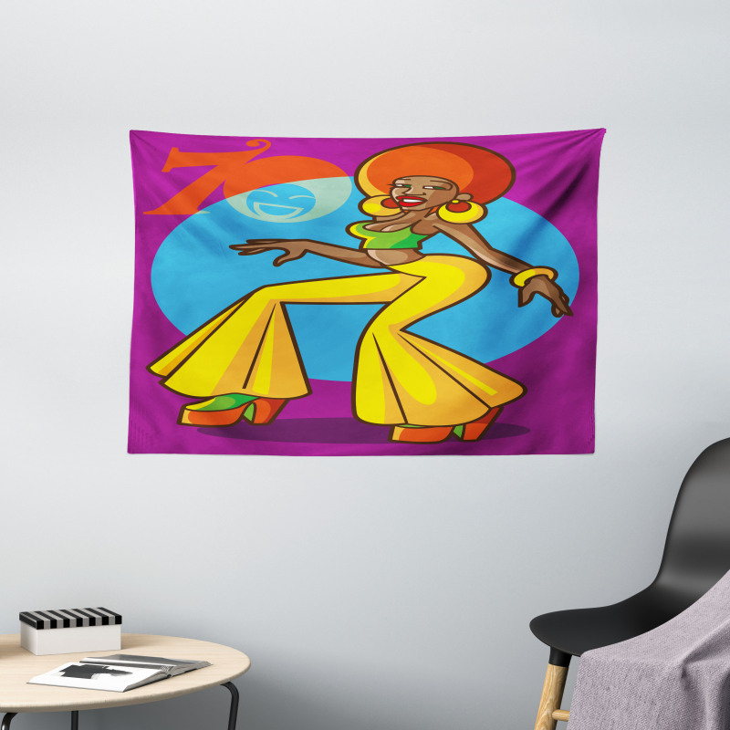 Afro Disco Lady Wide Tapestry