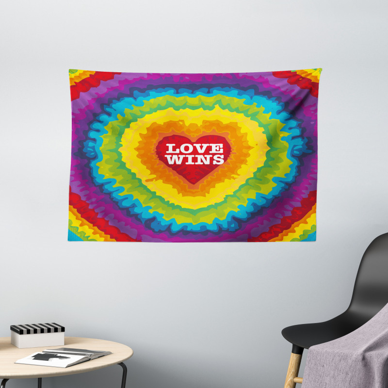 Love Wins Tie Dye Effect Wide Tapestry
