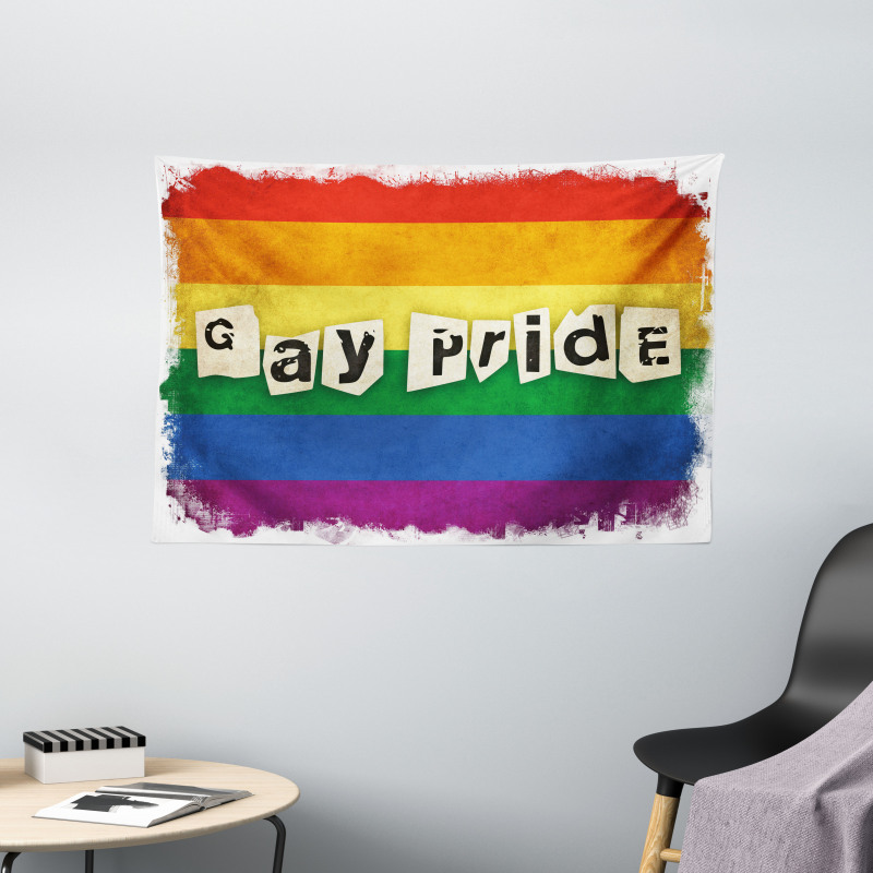 LGBT Parade Retro Style Wide Tapestry