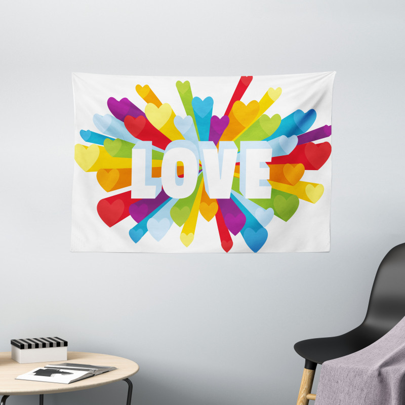 Love Burst Gay LGBT Wide Tapestry