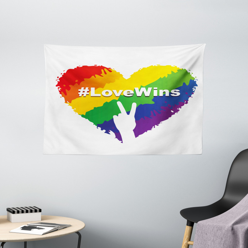 LGBT Colored Heart Wide Tapestry