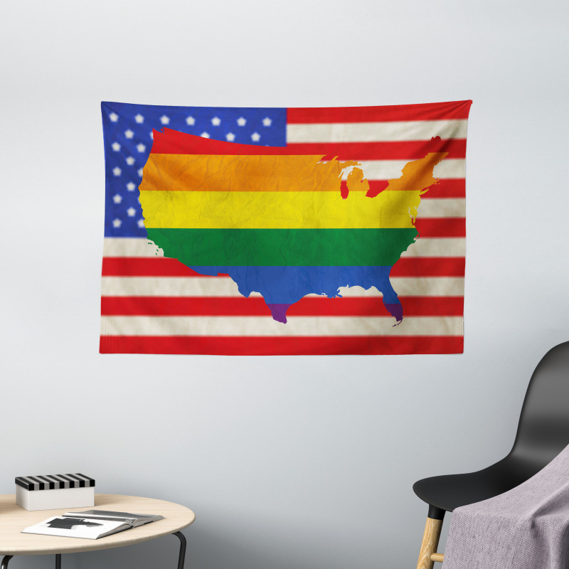 USA Flag Gay Rights Wide Tapestry