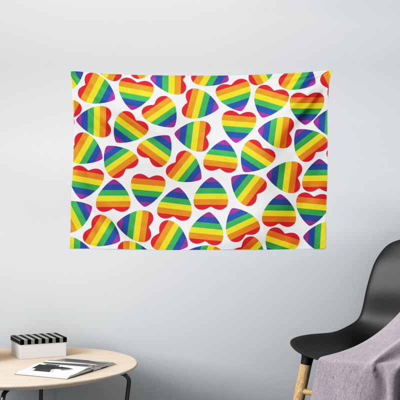 Colorful Heart Wide Tapestry