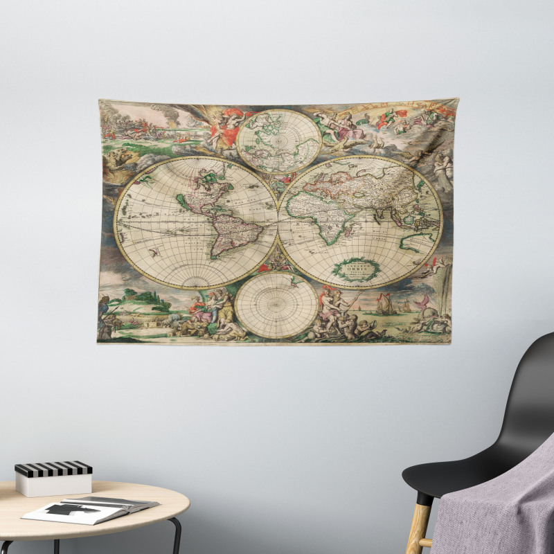 Antique Vintage Art Wide Tapestry