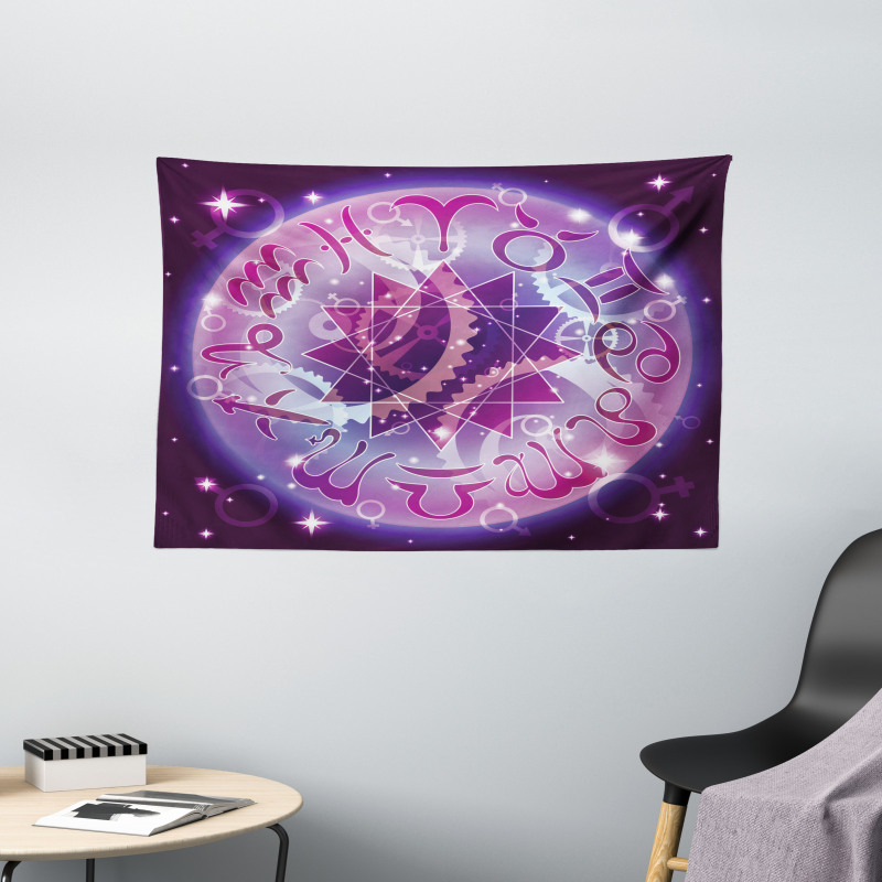 Zodiac Circle Space Wide Tapestry
